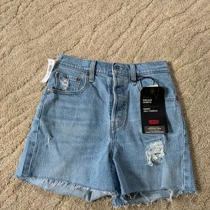 Levi’s ribcage denim shorts
